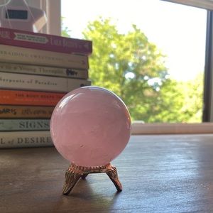 Rose Quartz Crystal Ball Sphere with Stand